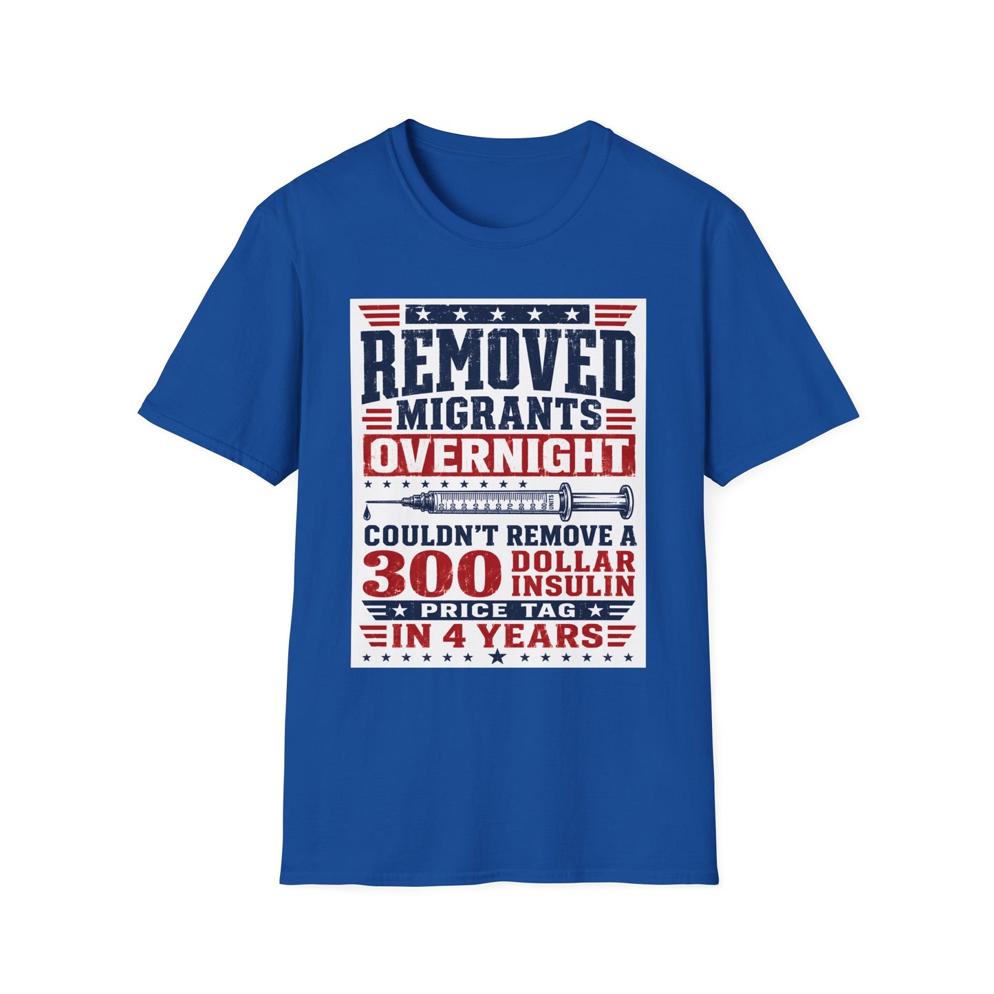 Political Statement T-Shirt — "Removed Migrants Overnight" Patriotic Graphic Tee