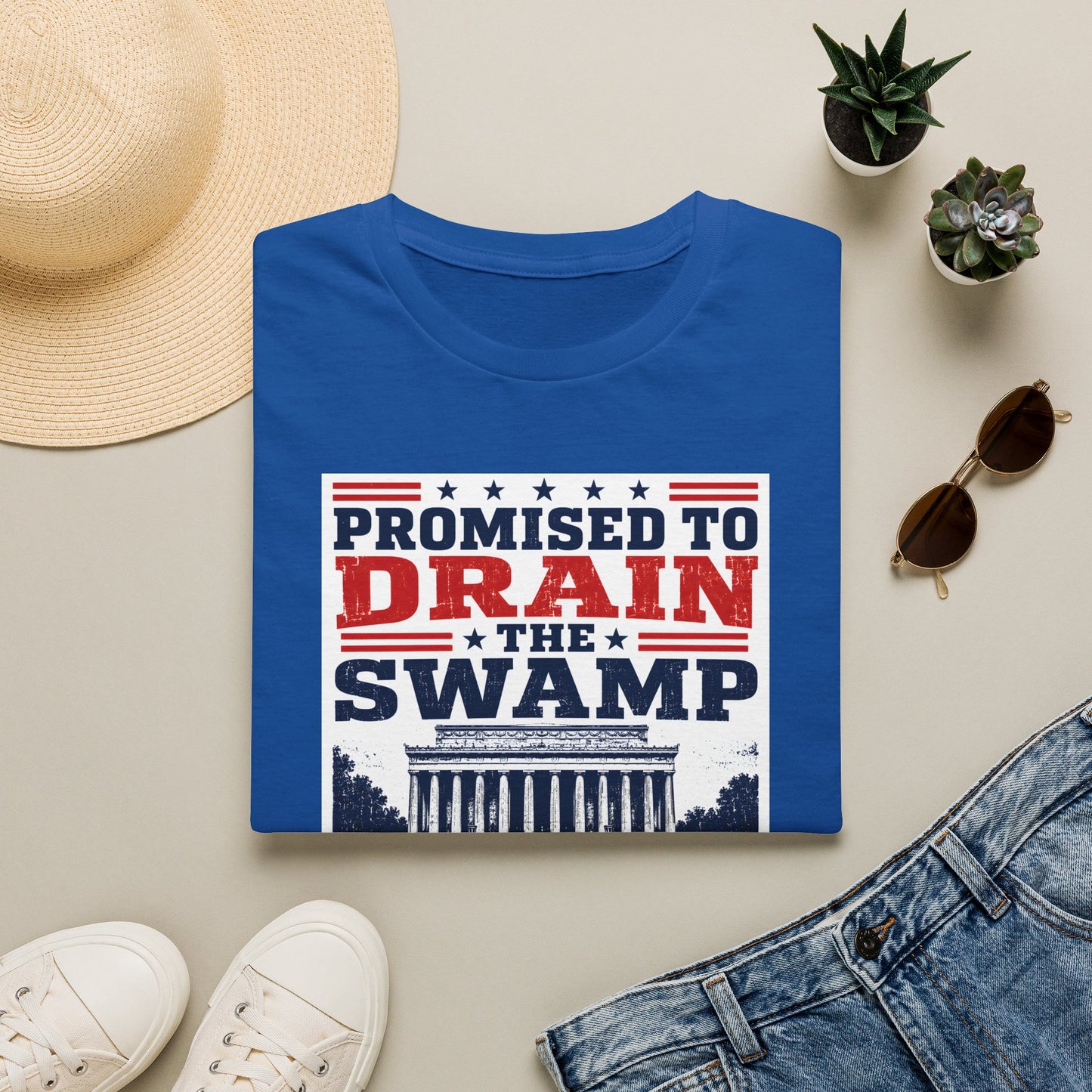 Drain the Swamp T-Shirt – Promised to Drain the Swamp Lincoln Memorial Graphic Tee