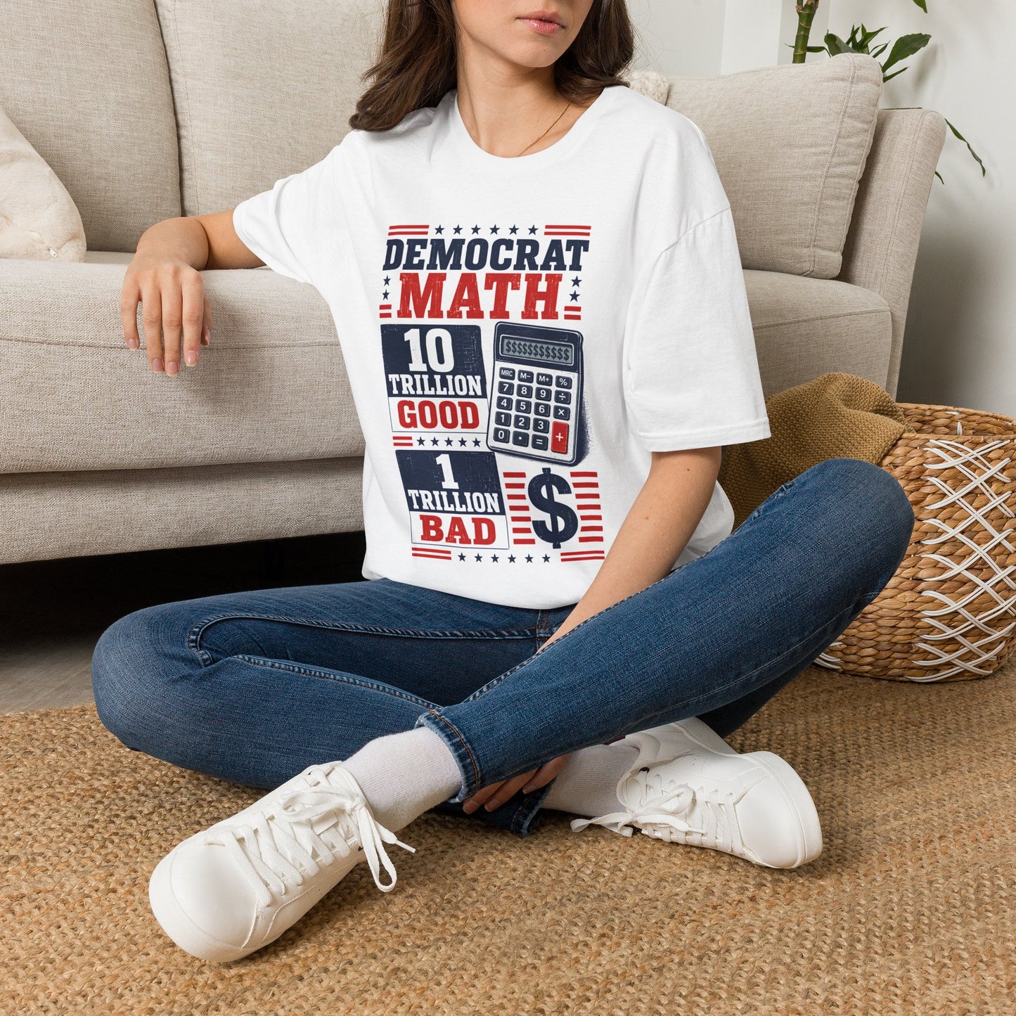 Democrat Math Graphic Tee — "10 Trillion Good, 1 Trillion Bad" Political T-Shirt