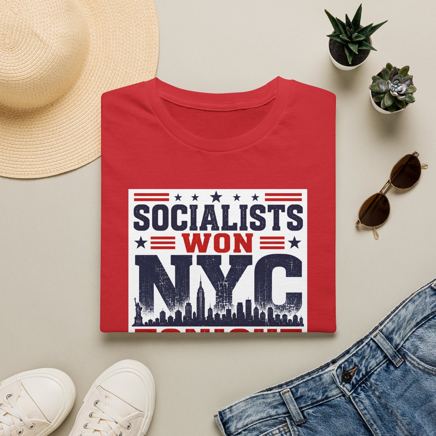 Socialists Won NYC T-Shirt — Political Satire Tee with Skyline Design